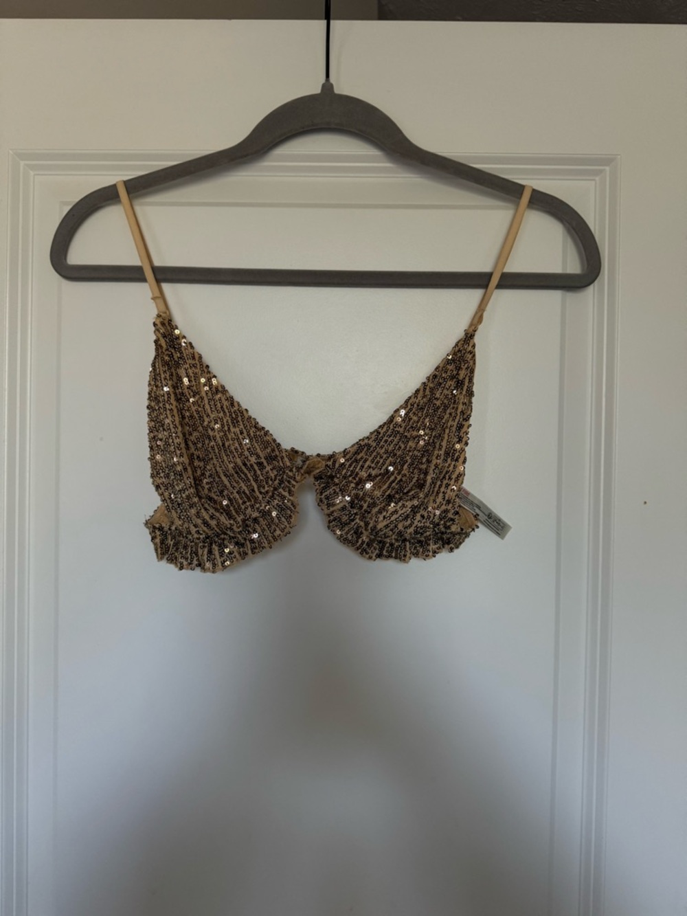 Free People Gold Sequin Ruffle Bralette